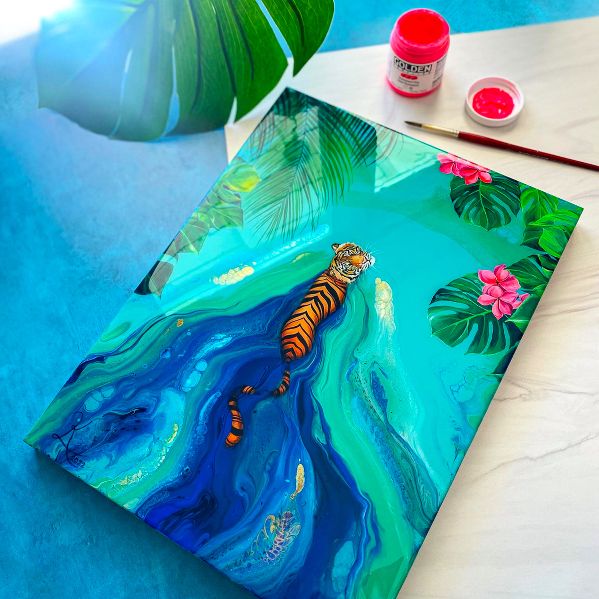 tiger lily acrylic painting Original